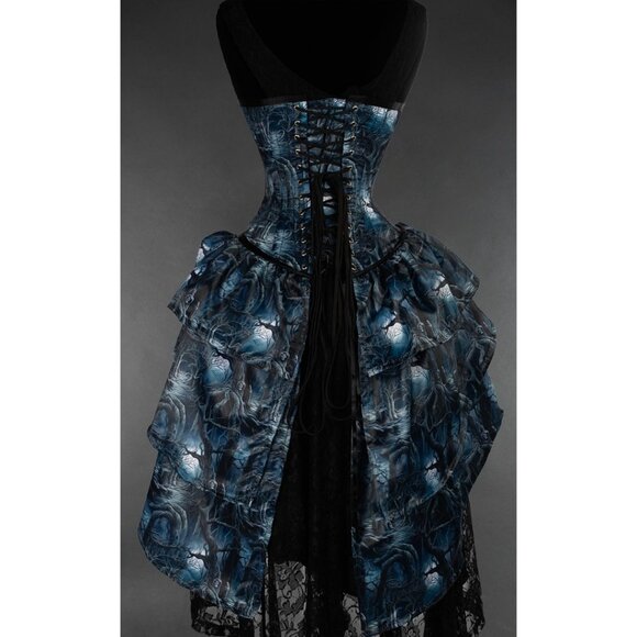 New Victorian Gothic Steampunk Corset Bustle Skirt Enchanted Forest - Picture 2 of 5